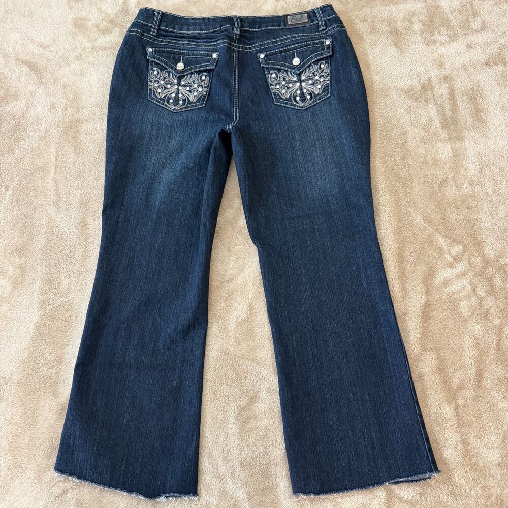 Earl Jean Embellish Back Pocket Raw Hem Jeans Cross Butterfly 12 Custom Crop Y2K